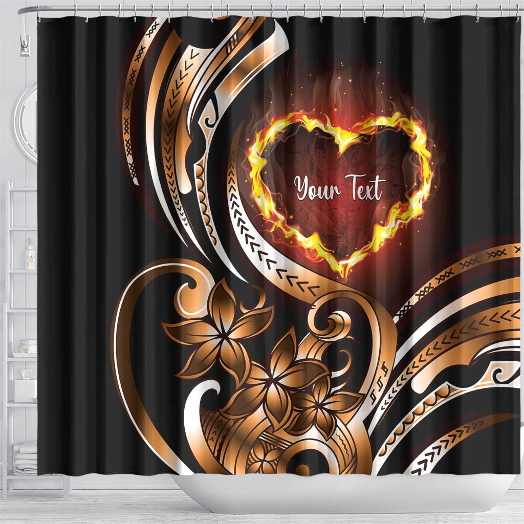 Personalised Polynesian Fiery Heart Shower Curtain Passionate Love