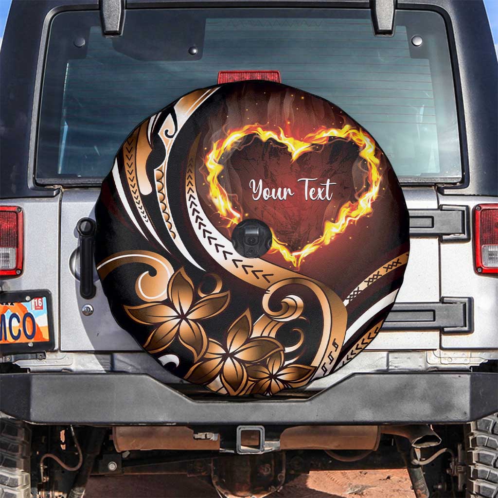 Personalised Polynesian Fiery Heart Spare Tire Cover Passionate Love LT01 Black - Polynesian Pride