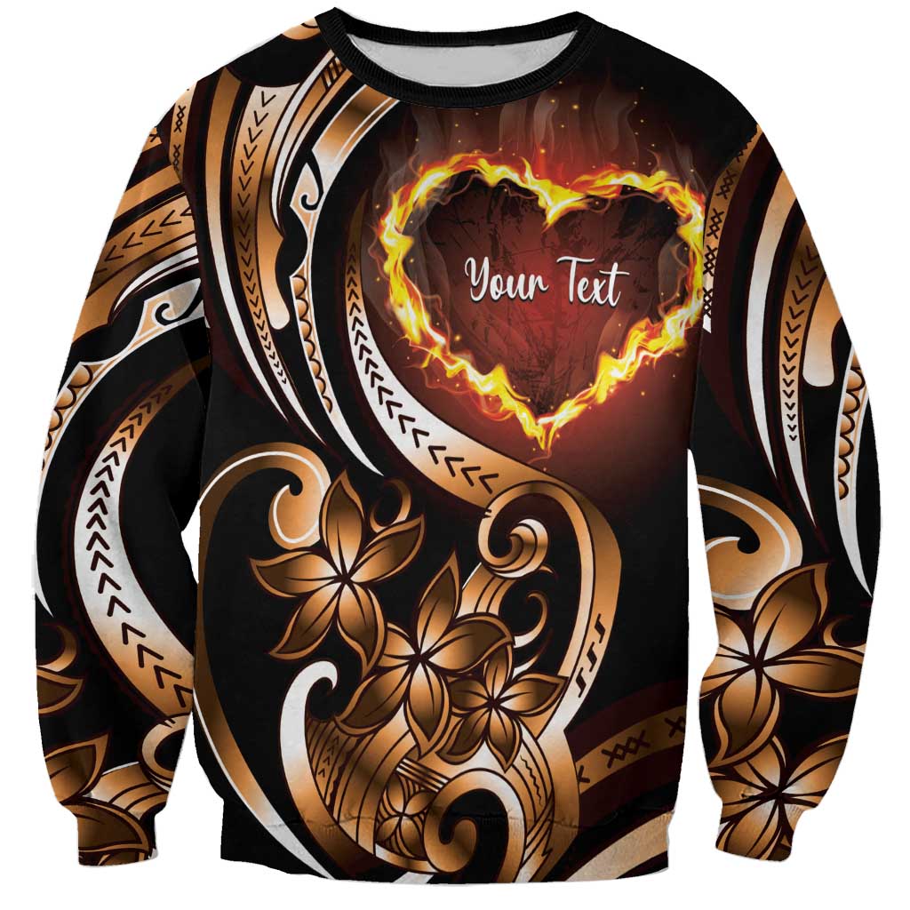 Personalised Polynesian Fiery Heart Sweatshirt Passionate Love LT01 Unisex Black - Polynesian Pride