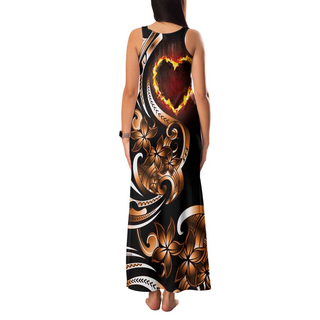 Personalised Polynesian Fiery Heart Tank Maxi Dress Passionate Love