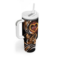 Personalised Polynesian Fiery Heart Tumbler With Handle Passionate Love