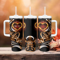 Personalised Polynesian Fiery Heart Tumbler With Handle Passionate Love