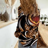 Personalised Polynesian Fiery Heart Women Casual Shirt Passionate Love