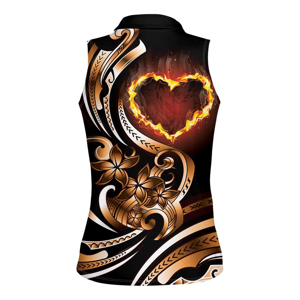 Personalised Polynesian Fiery Heart Women Sleeveless Polo Shirt Passionate Love LT01 - Polynesian Pride