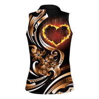 Personalised Polynesian Fiery Heart Women Sleeveless Polo Shirt Passionate Love LT01 - Polynesian Pride