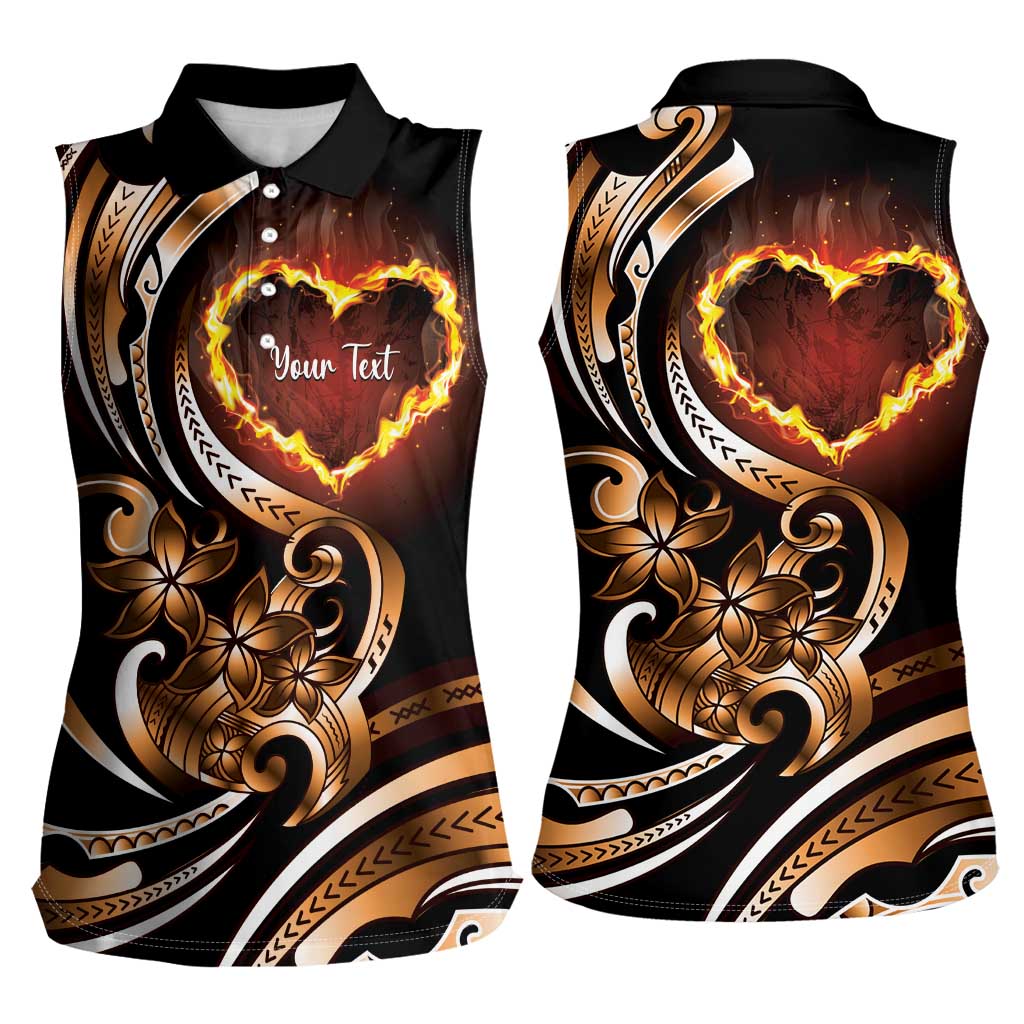 Personalised Polynesian Fiery Heart Women Sleeveless Polo Shirt Passionate Love LT01 - Polynesian Pride