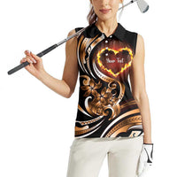 Personalised Polynesian Fiery Heart Women Sleeveless Polo Shirt Passionate Love LT01 - Polynesian Pride