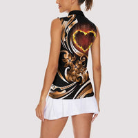 Personalised Polynesian Fiery Heart Women Sleeveless Polo Shirt Passionate Love LT01 - Polynesian Pride