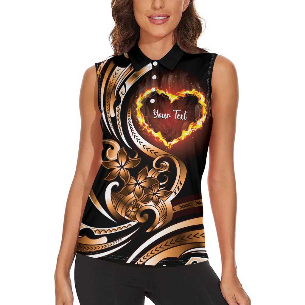 Personalised Polynesian Fiery Heart Women Sleeveless Polo Shirt Passionate Love LT01 - Polynesian Pride