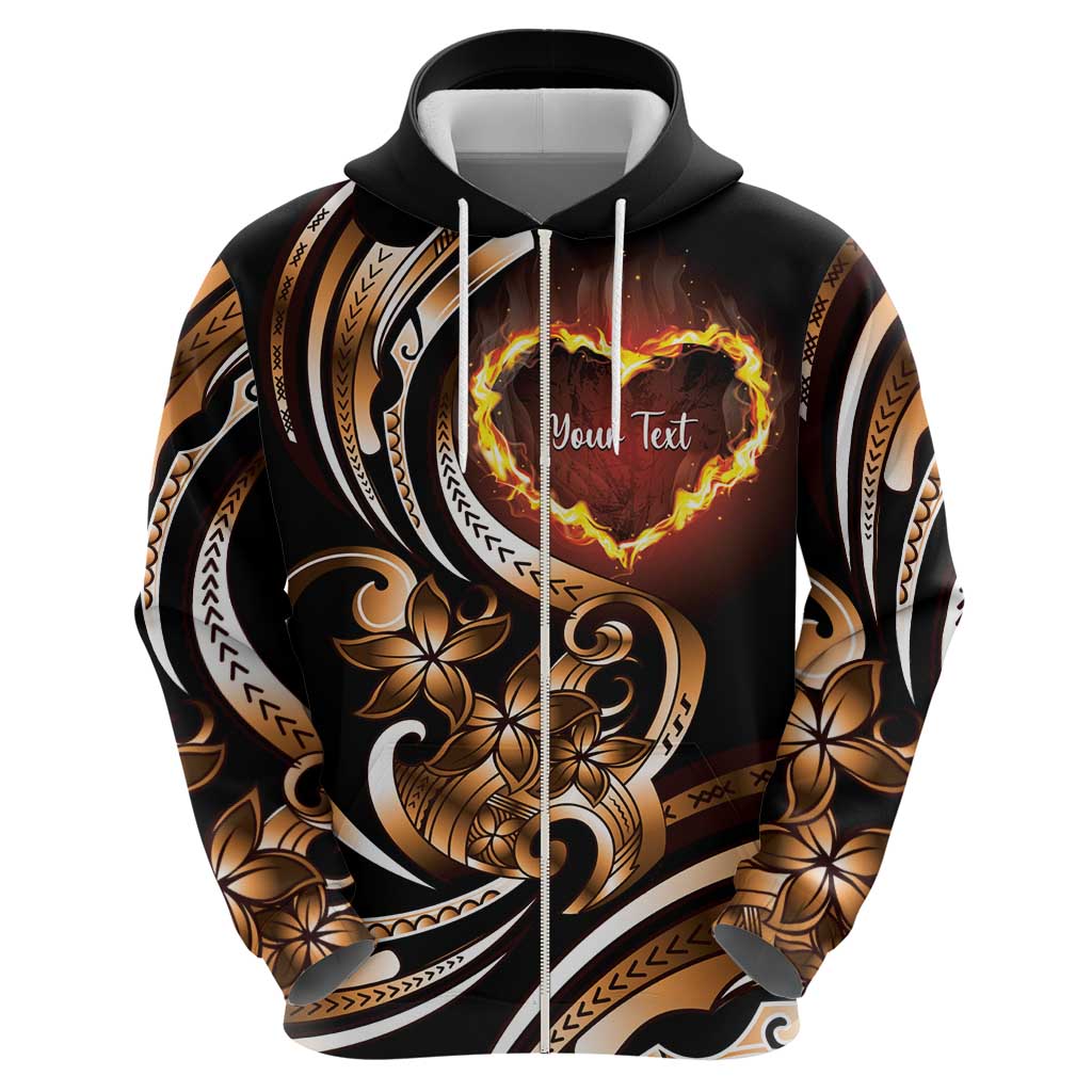 Personalised Polynesian Fiery Heart Zip Hoodie Passionate Love