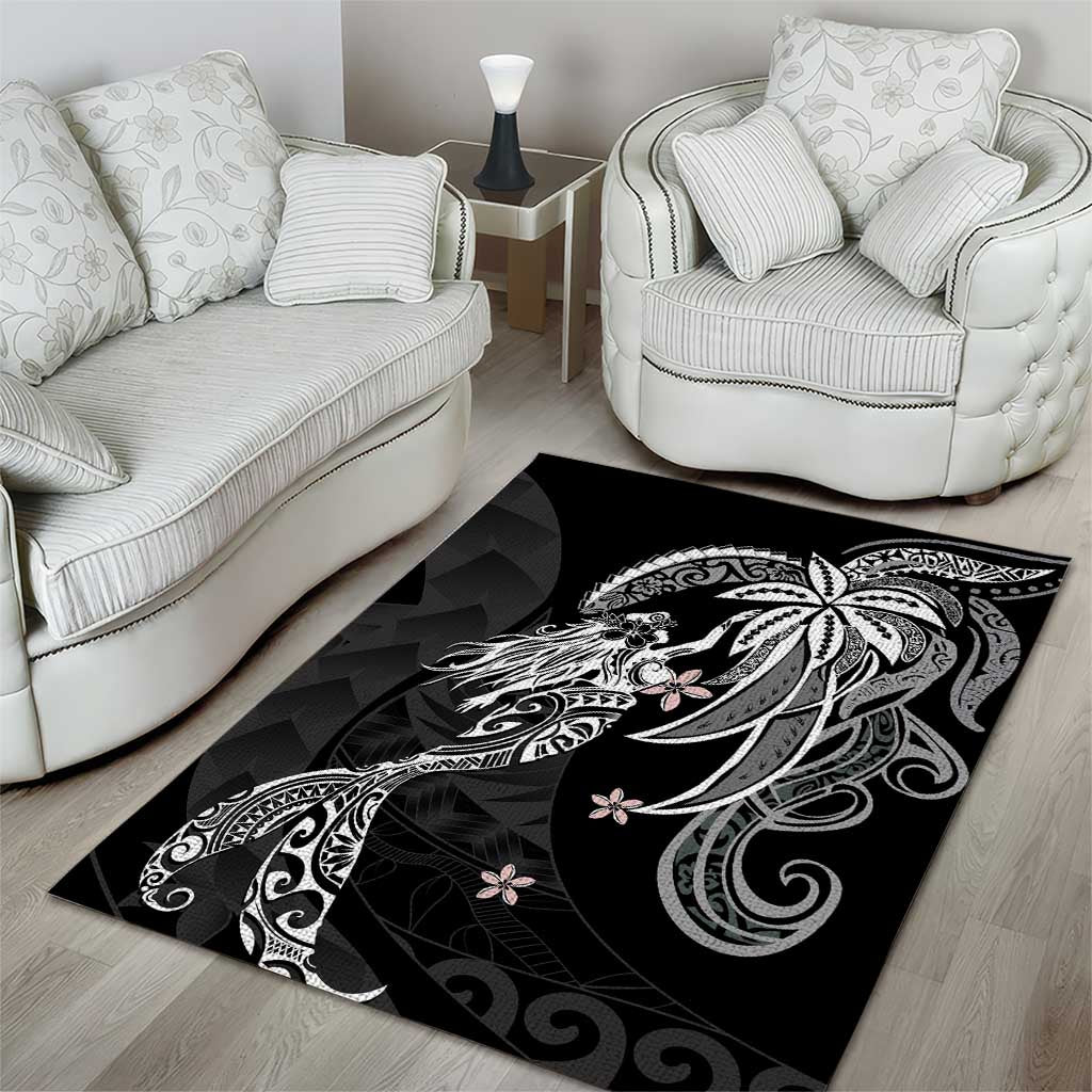 Polynesian Mermaid Plumeria Tribal Tattoo Area Rug