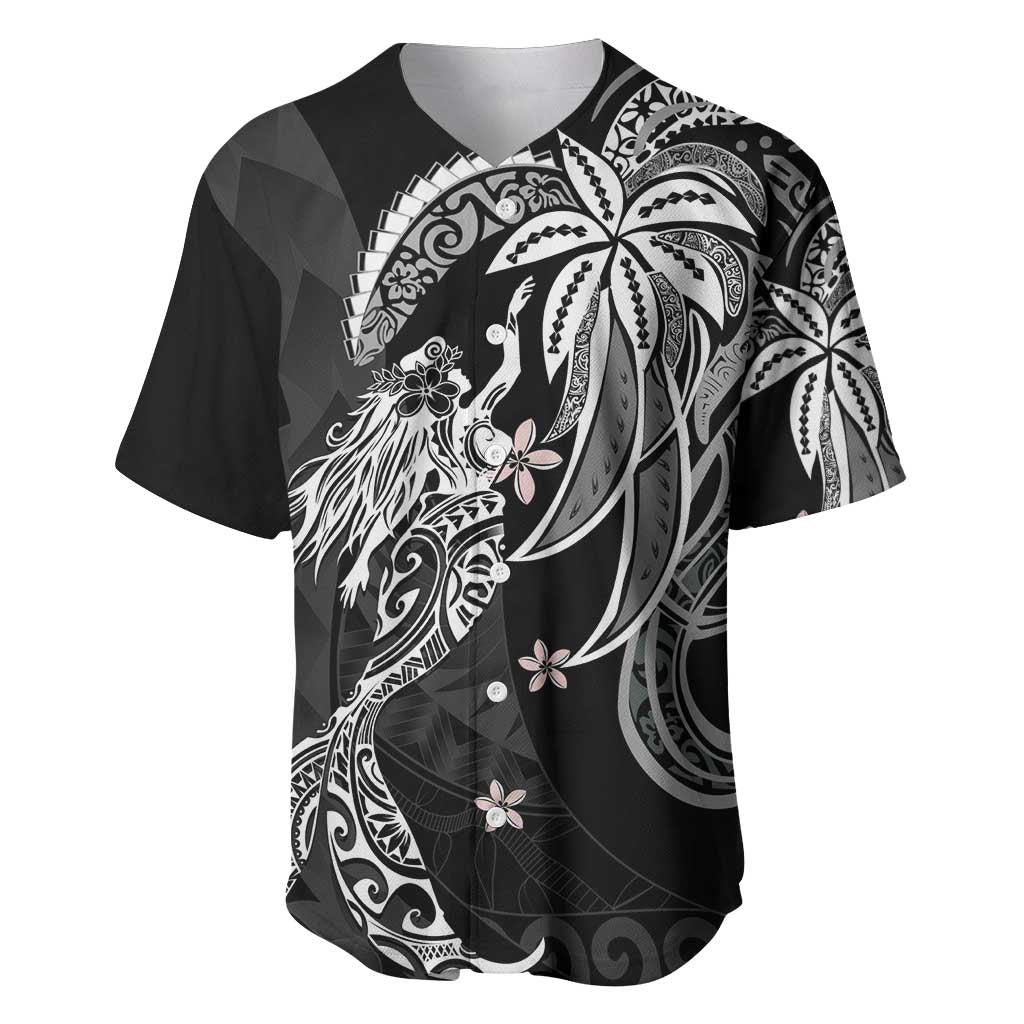 Polynesian Mermaid Plumeria Tribal Tattoo Baseball Jersey LT01 Black - Polynesian Pride