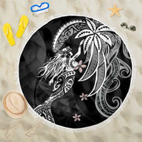 Polynesian Mermaid Plumeria Tribal Tattoo Beach Blanket