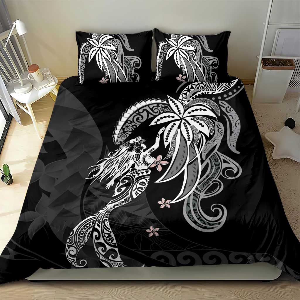 Polynesian Mermaid Plumeria Tribal Tattoo Bedding Set