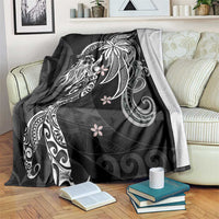 Polynesian Mermaid Plumeria Tribal Tattoo Blanket