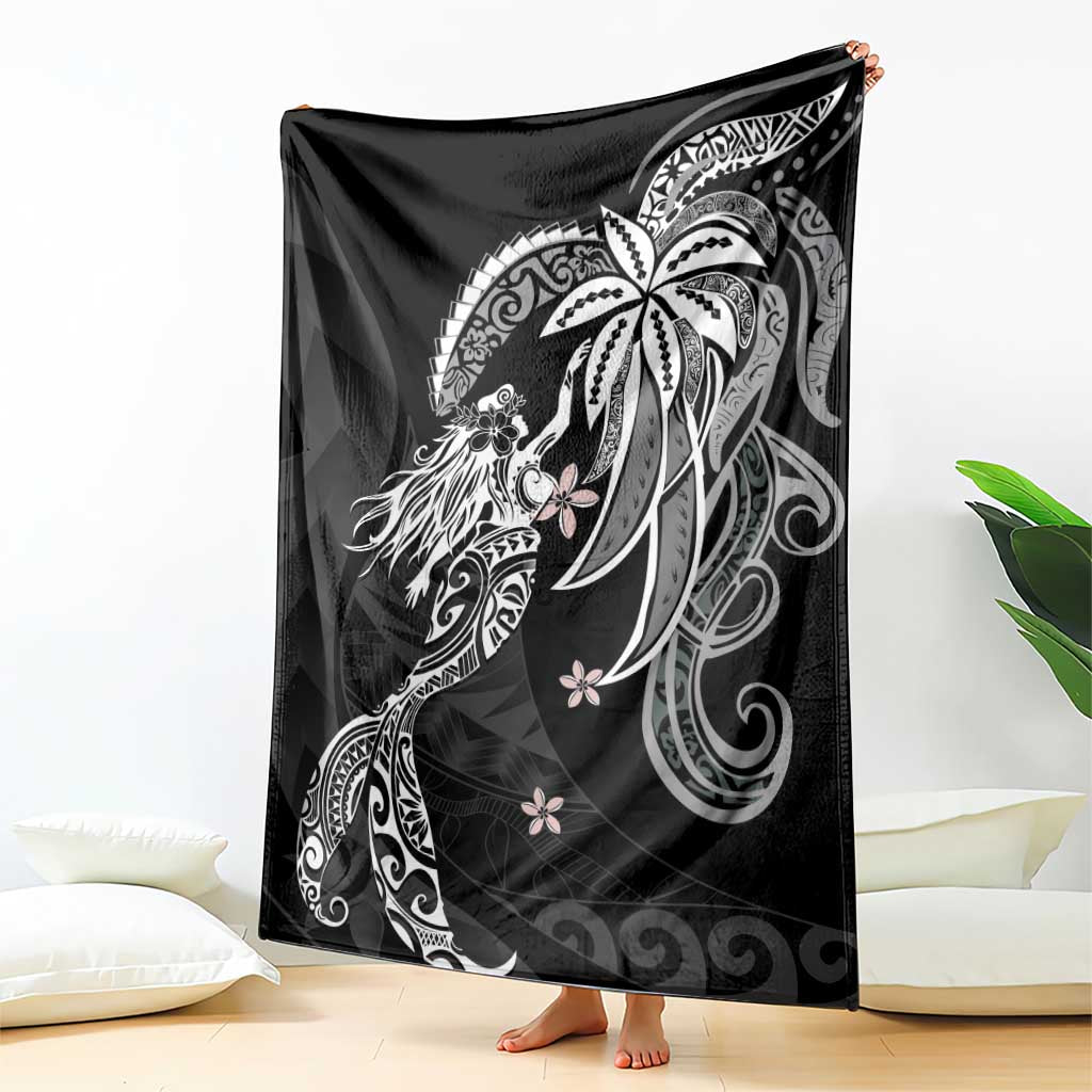 Polynesian Mermaid Plumeria Tribal Tattoo Blanket