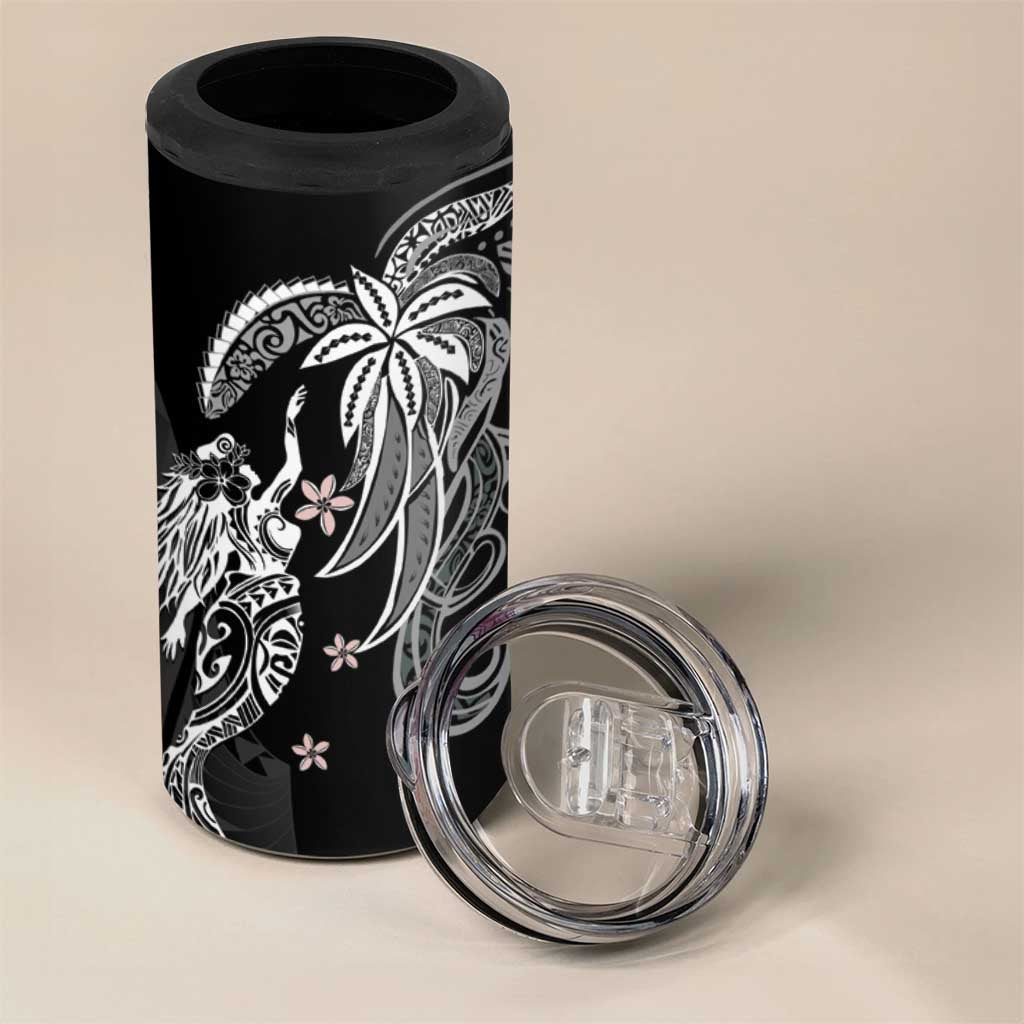 Polynesian Mermaid Plumeria Tribal Tattoo 4 in 1 Can Cooler Tumbler