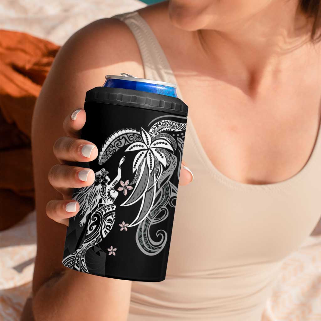 Polynesian Mermaid Plumeria Tribal Tattoo 4 in 1 Can Cooler Tumbler