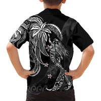 Polynesian Mermaid Plumeria Tribal Tattoo Family Matching Long Sleeve Bodycon Dress and Hawaiian Shirt