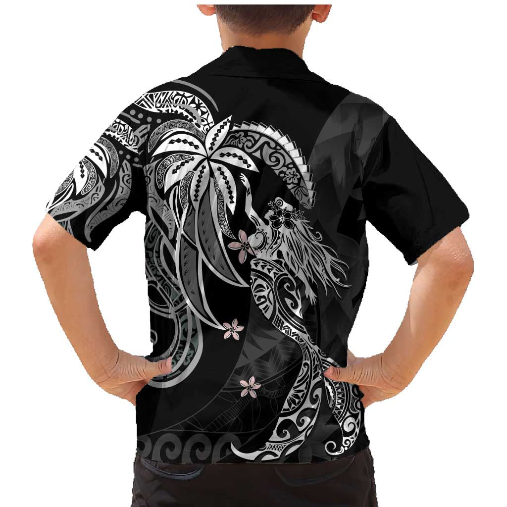 Polynesian Mermaid Plumeria Tribal Tattoo Family Matching Mermaid Dress and Hawaiian Shirt