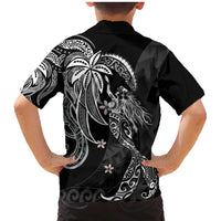 Polynesian Mermaid Plumeria Tribal Tattoo Family Matching Mermaid Dress and Hawaiian Shirt