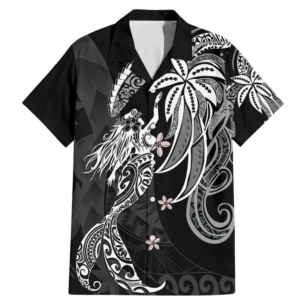 Polynesian Mermaid Plumeria Tribal Tattoo Family Matching Mermaid Dress and Hawaiian Shirt