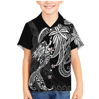 Polynesian Mermaid Plumeria Tribal Tattoo Family Matching Mermaid Dress and Hawaiian Shirt