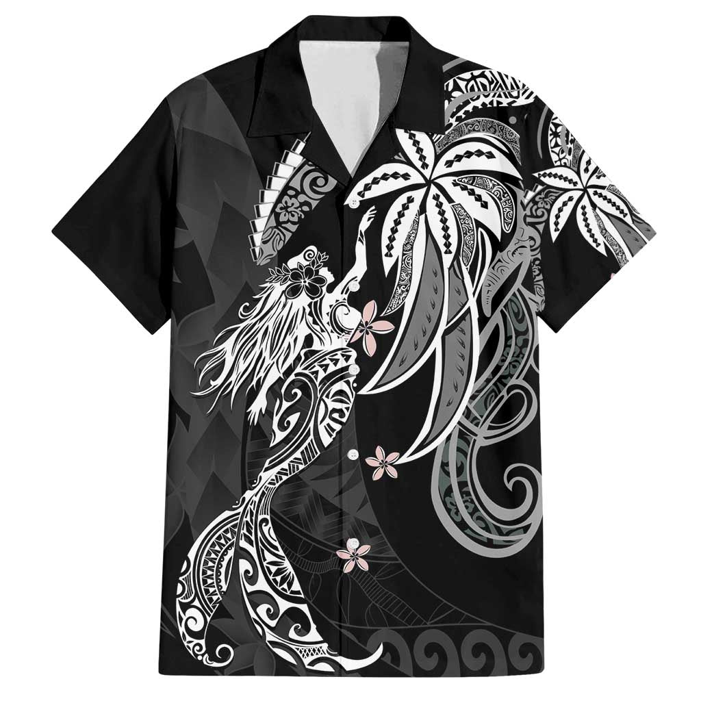 Polynesian Mermaid Plumeria Tribal Tattoo Family Matching Off Shoulder Maxi Dress and Hawaiian Shirt