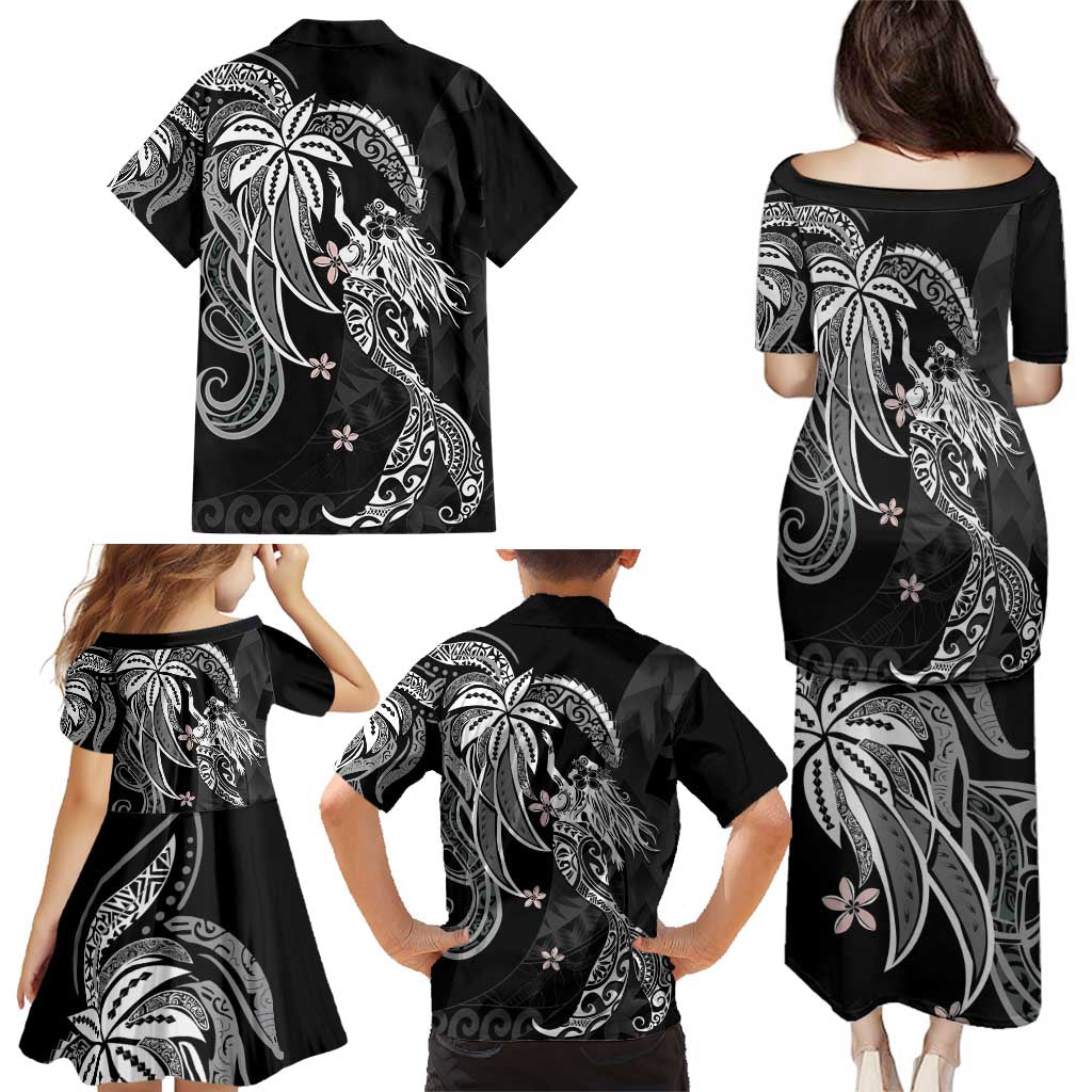 Polynesian Mermaid Plumeria Tribal Tattoo Family Matching Puletasi and Hawaiian Shirt