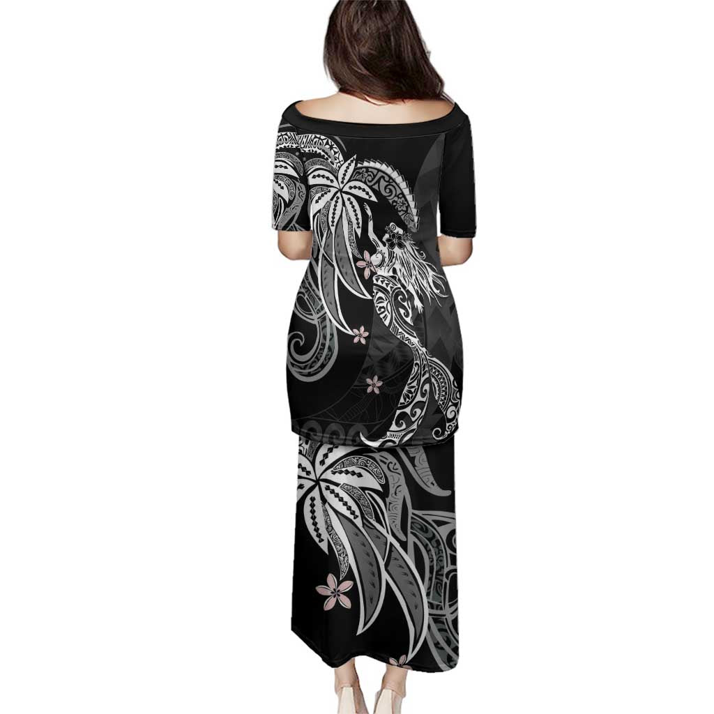 Polynesian Mermaid Plumeria Tribal Tattoo Family Matching Puletasi and Hawaiian Shirt