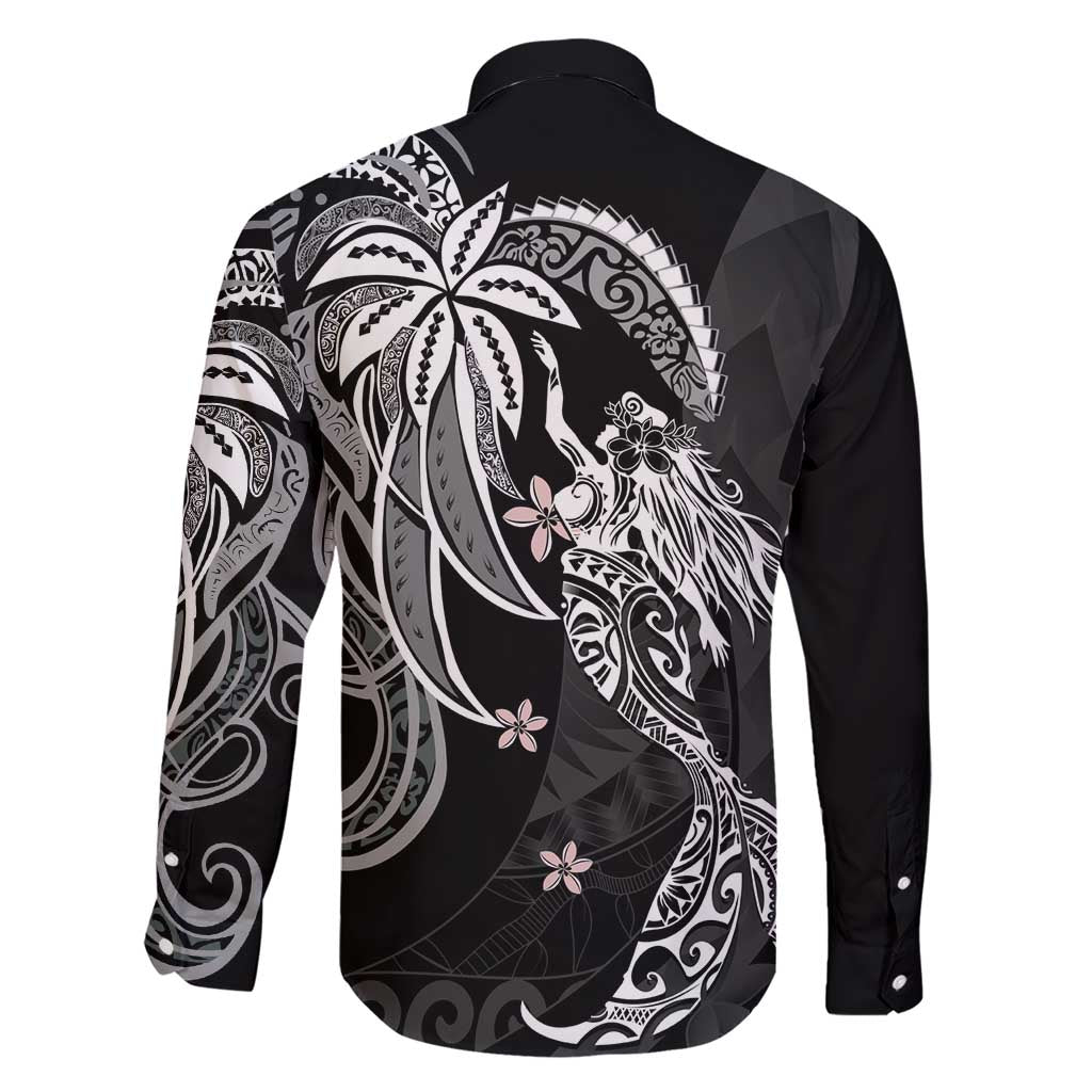 Polynesian Mermaid Plumeria Tribal Tattoo Family Matching Short Sleeve Bodycon Dress and Hawaiian Shirt