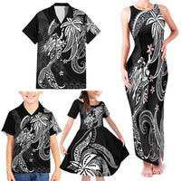 Polynesian Mermaid Plumeria Tribal Tattoo Family Matching Tank Maxi Dress and Hawaiian Shirt