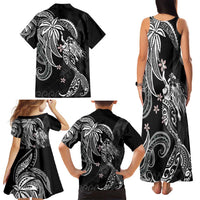 Polynesian Mermaid Plumeria Tribal Tattoo Family Matching Tank Maxi Dress and Hawaiian Shirt