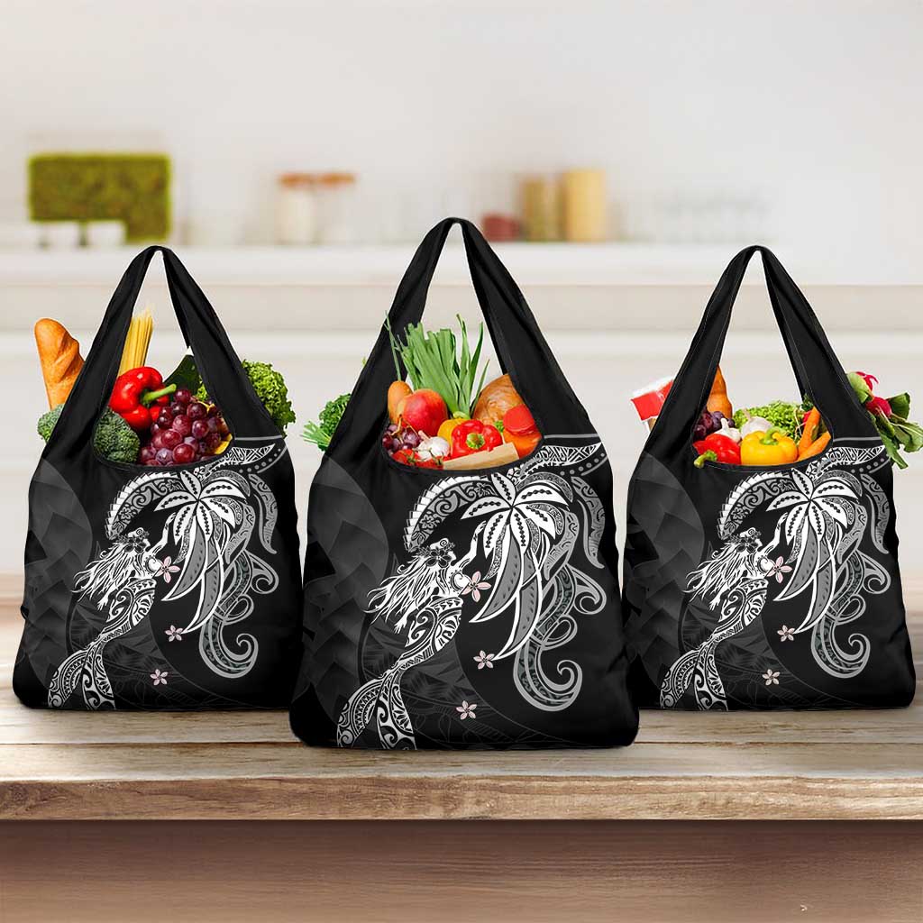 Polynesian Mermaid Plumeria Tribal Tattoo Grocery Bag