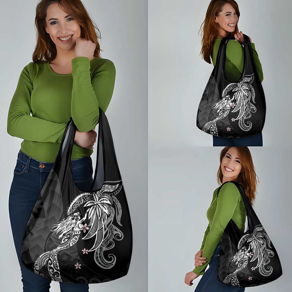 Polynesian Mermaid Plumeria Tribal Tattoo Grocery Bag
