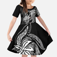 Polynesian Mermaid Plumeria Tribal Tattoo Kid Short Sleeve Dress