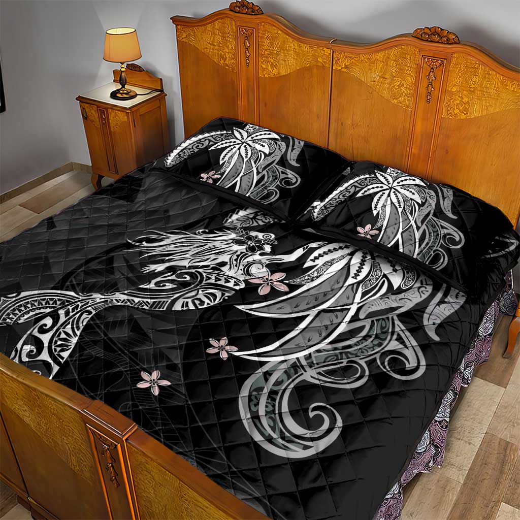 Polynesian Mermaid Plumeria Tribal Tattoo Quilt Bed Set