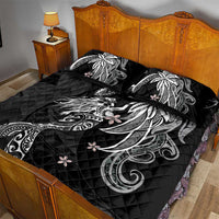 Polynesian Mermaid Plumeria Tribal Tattoo Quilt Bed Set