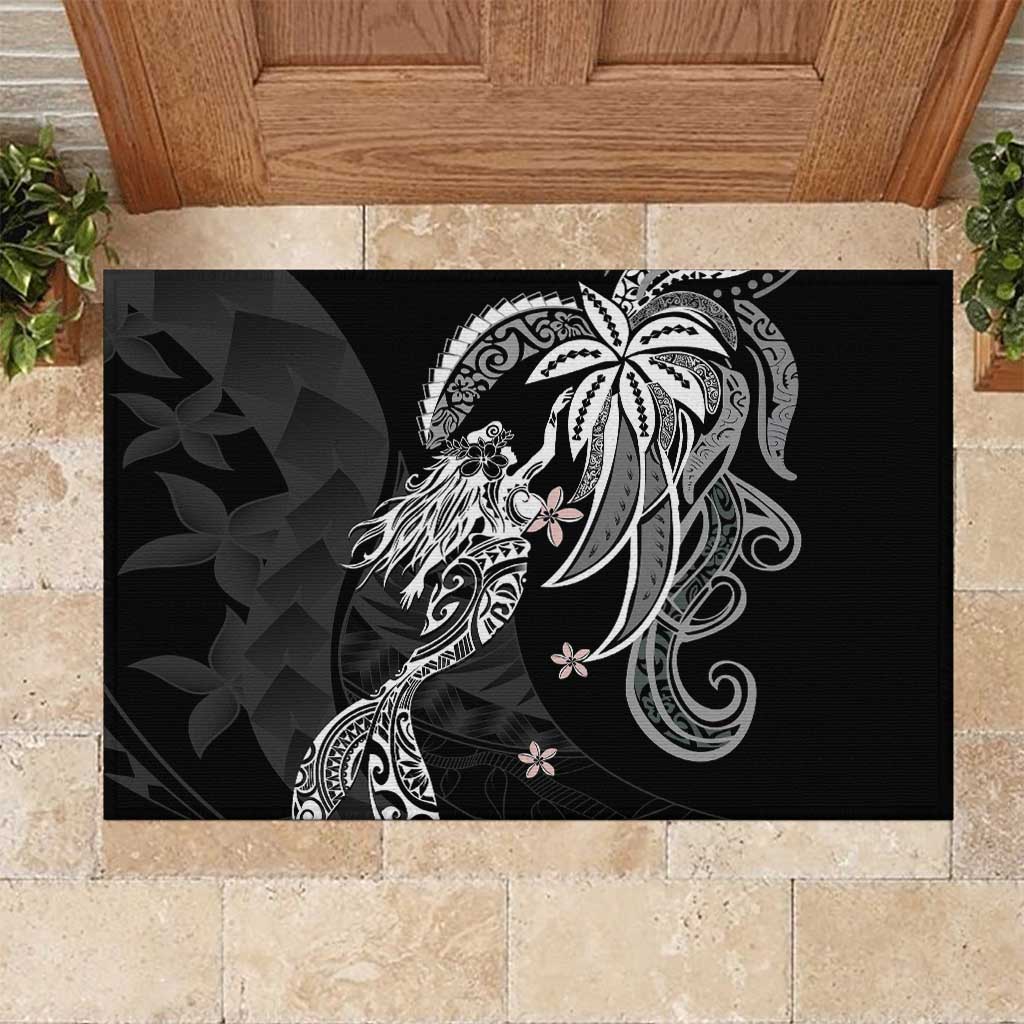 Polynesian Mermaid Plumeria Tribal Tattoo Rubber Doormat LT01 Black - Polynesian Pride