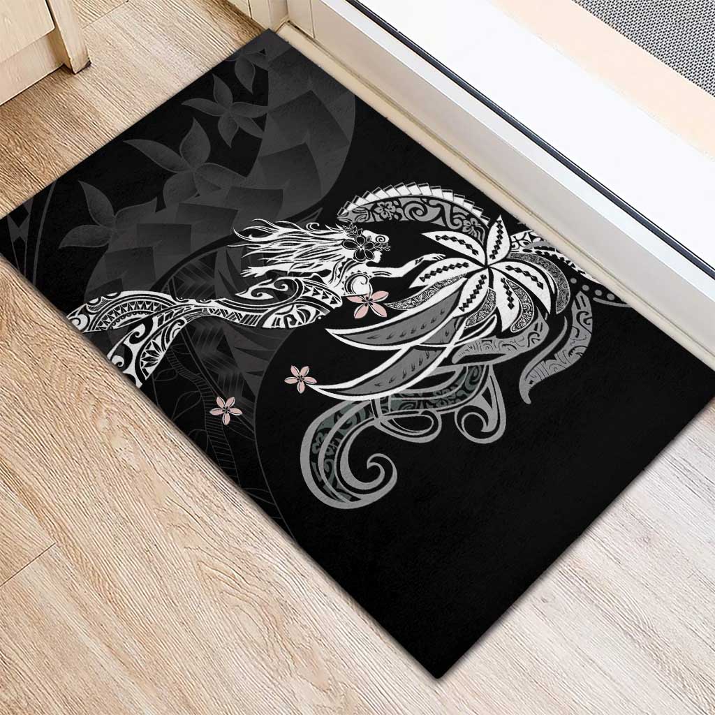 Polynesian Mermaid Plumeria Tribal Tattoo Rubber Doormat