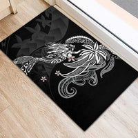 Polynesian Mermaid Plumeria Tribal Tattoo Rubber Doormat
