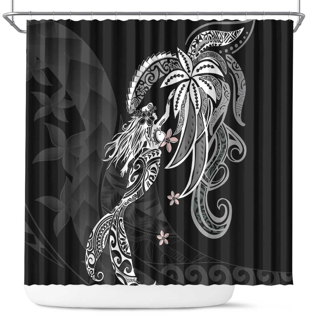 Polynesian Mermaid Plumeria Tribal Tattoo Shower Curtain