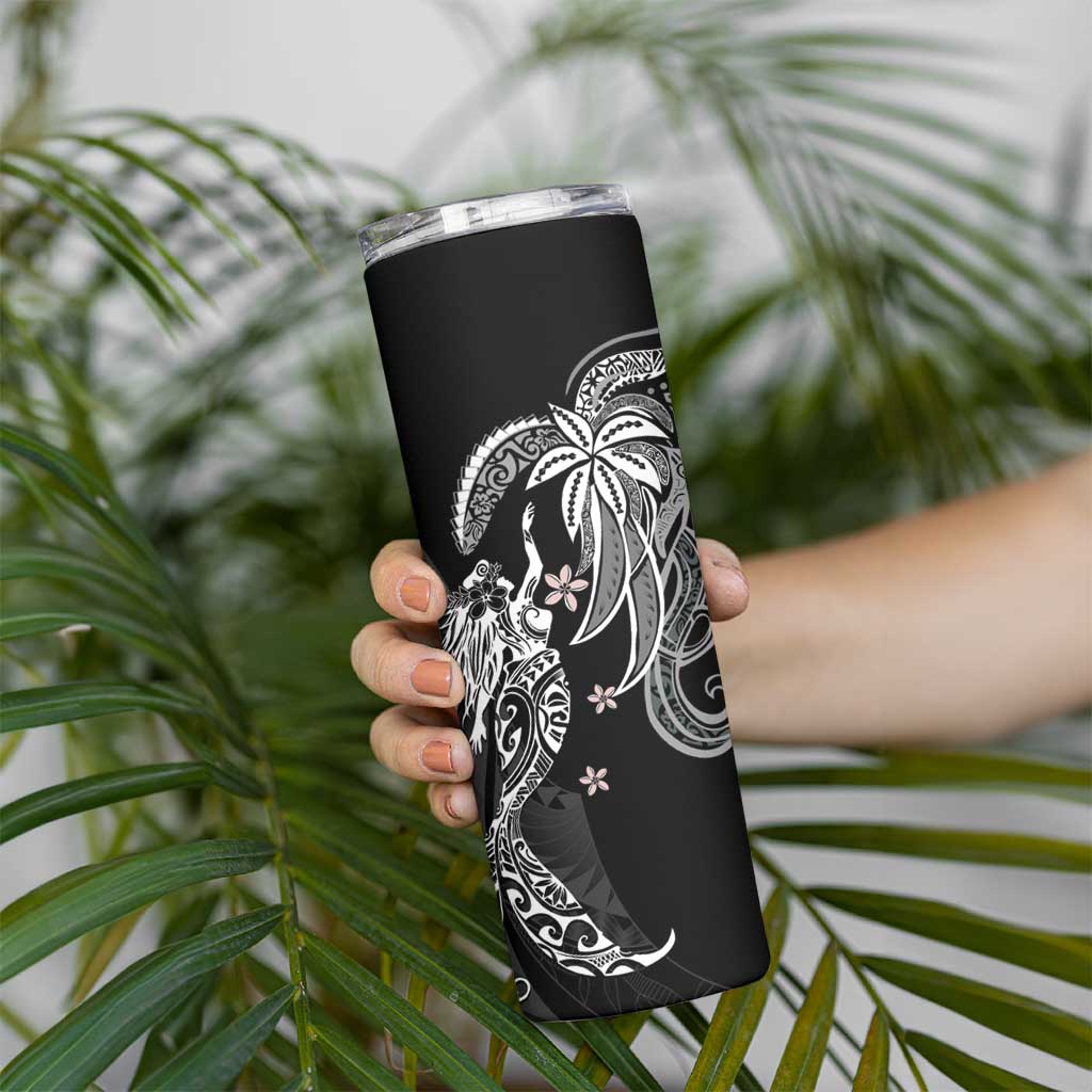 Polynesian Mermaid Plumeria Tribal Tattoo Skinny Tumbler