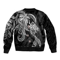 Polynesian Mermaid Plumeria Tribal Tattoo Sleeve Zip Bomber Jacket