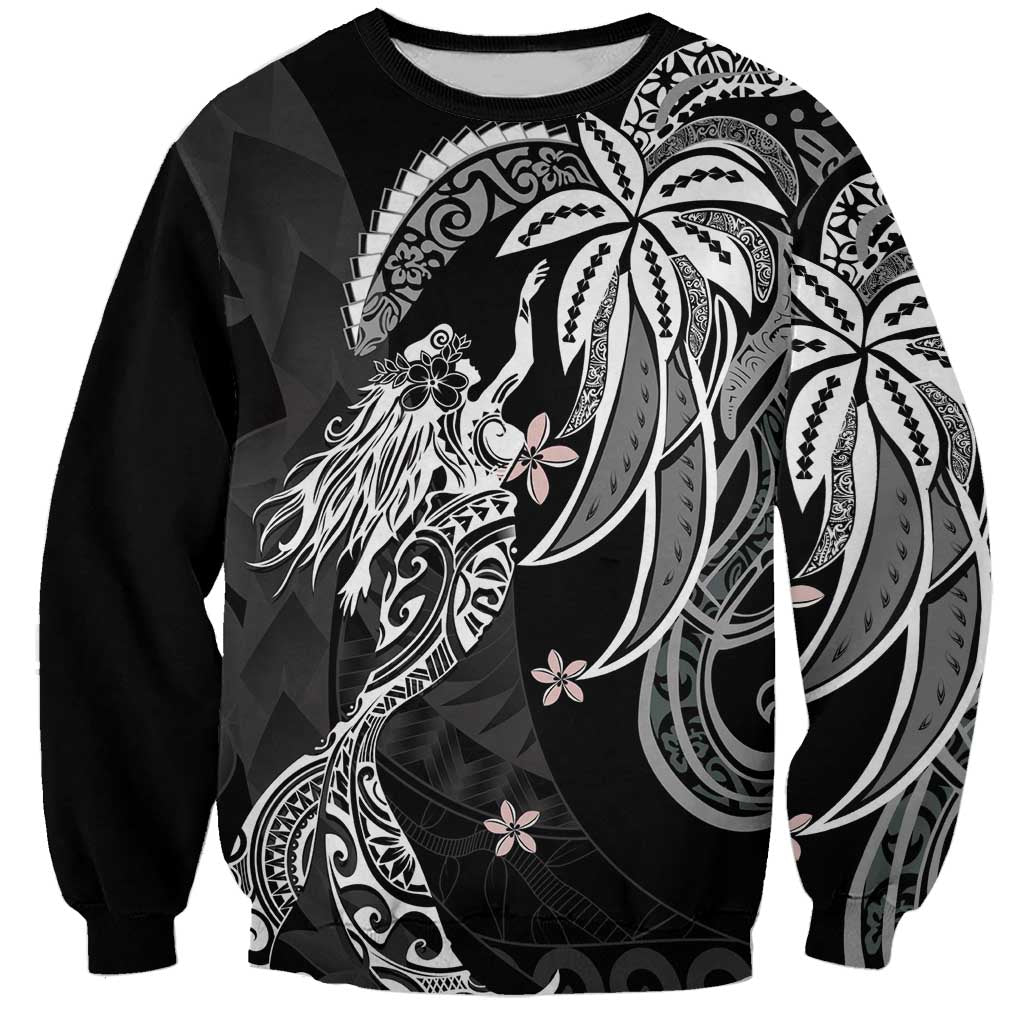 Polynesian Mermaid Plumeria Tribal Tattoo Sweatshirt LT01 Unisex Black - Polynesian Pride