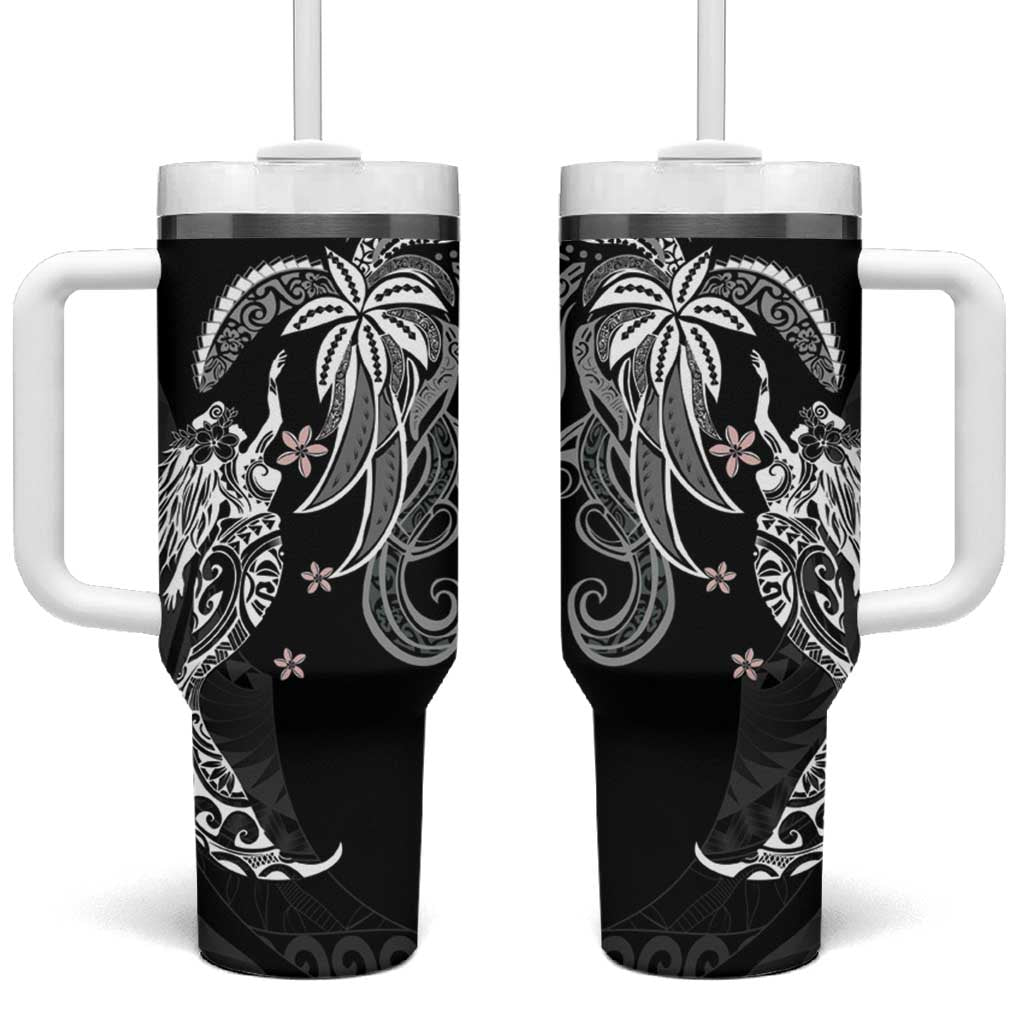 Polynesian Mermaid Plumeria Tribal Tattoo Tumbler With Handle