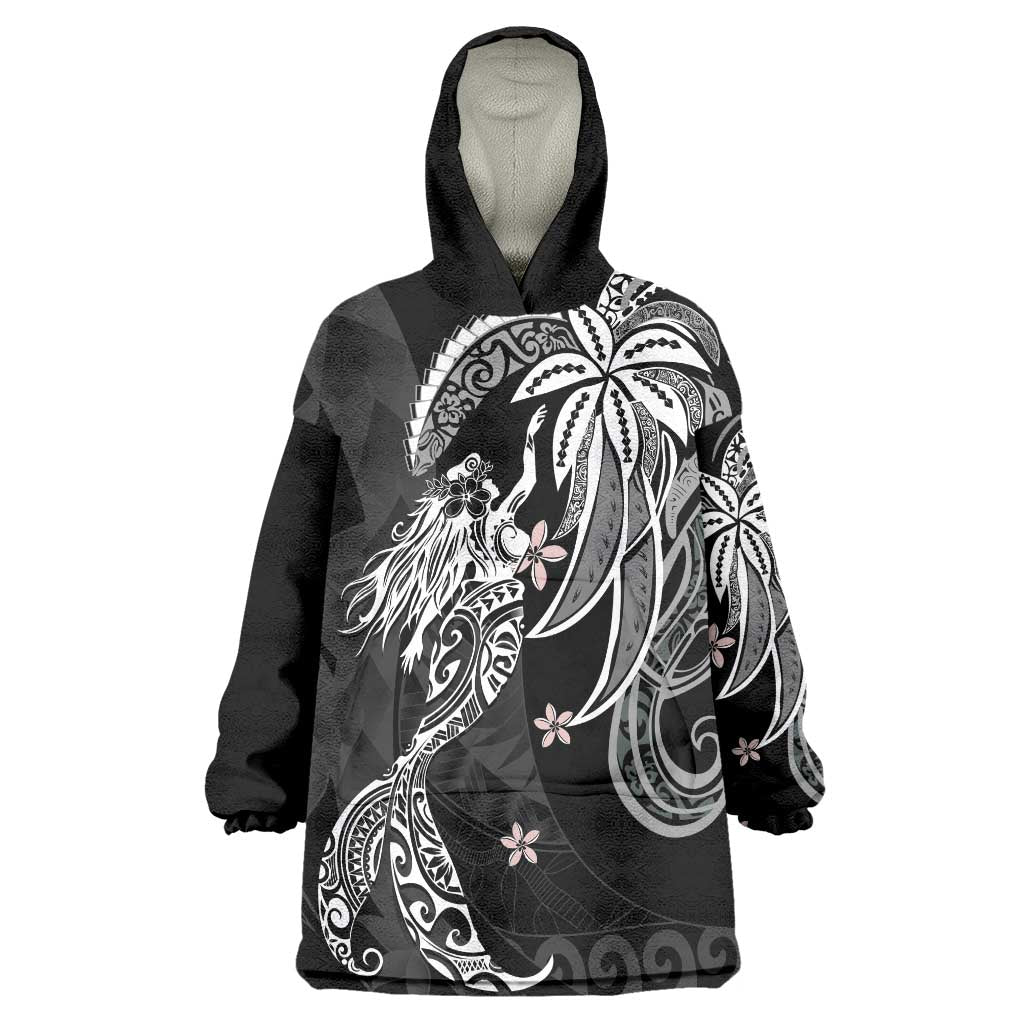 Polynesian Mermaid Plumeria Tribal Tattoo Wearable Blanket Hoodie