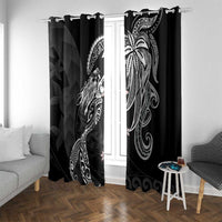 Polynesian Mermaid Plumeria Tribal Tattoo Window Curtain