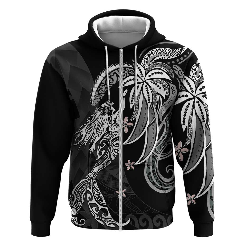 Polynesian Mermaid Plumeria Tribal Tattoo Zip Hoodie