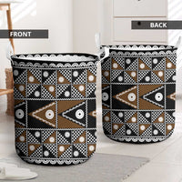 Fiji Brown Masi Pattern Laundry Basket Fijian Tapa